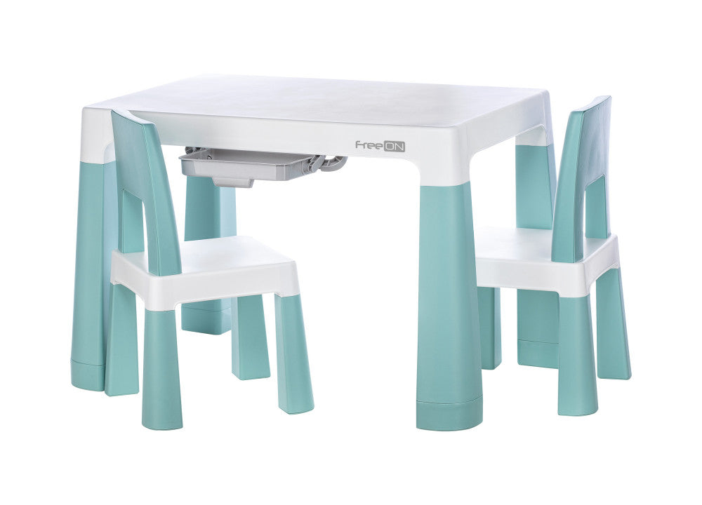 FreeON Neo műanyag gyerek asztal 2 db székkel - Zöld (46637)