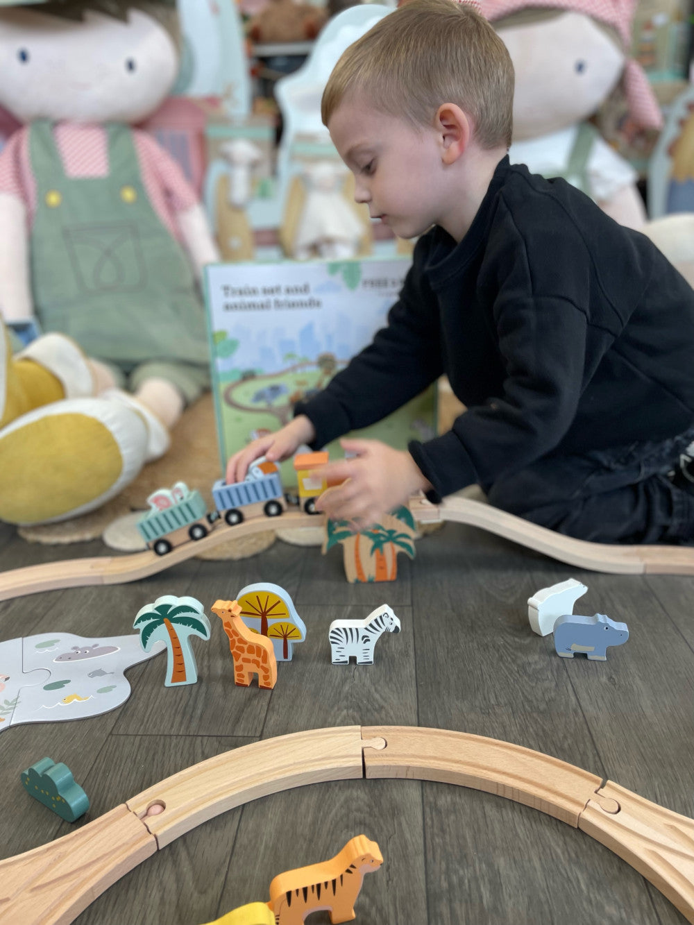 FreeON free2play fa vasút szett vagonokkal, állatokkal (80630)